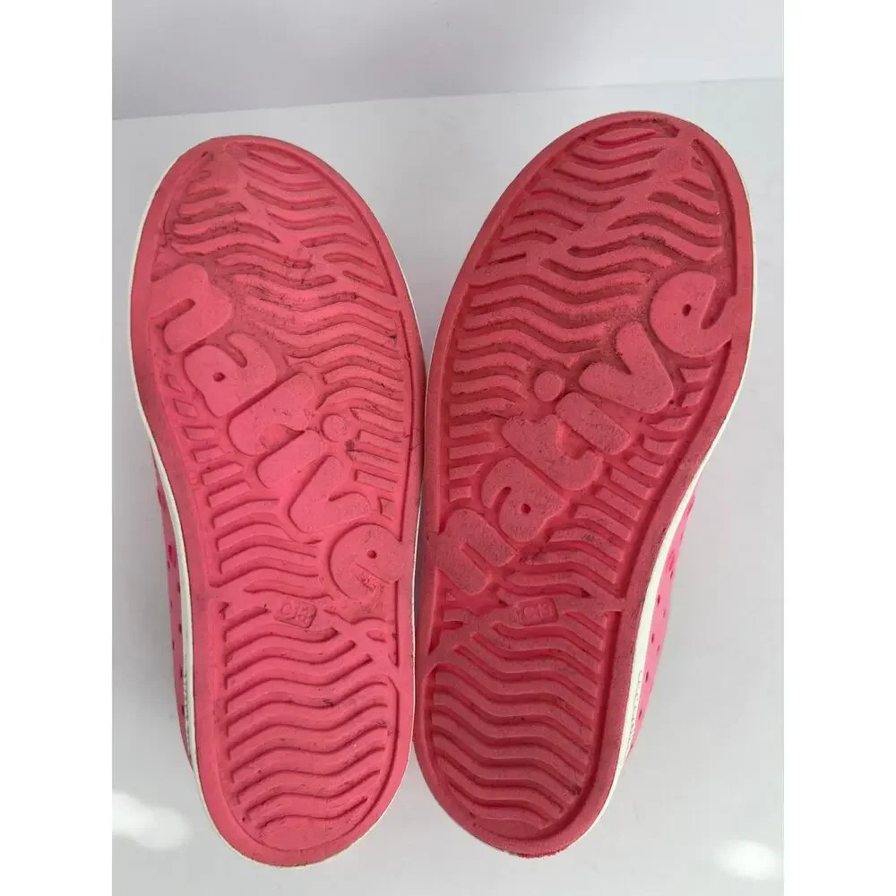 Native Shoes Kids Jefferson Pink Perforated Slip On Water Shoes Size C13